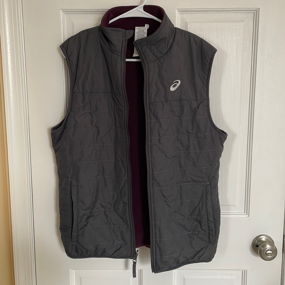 Dark Gray and maroon ASICS reversible vest
